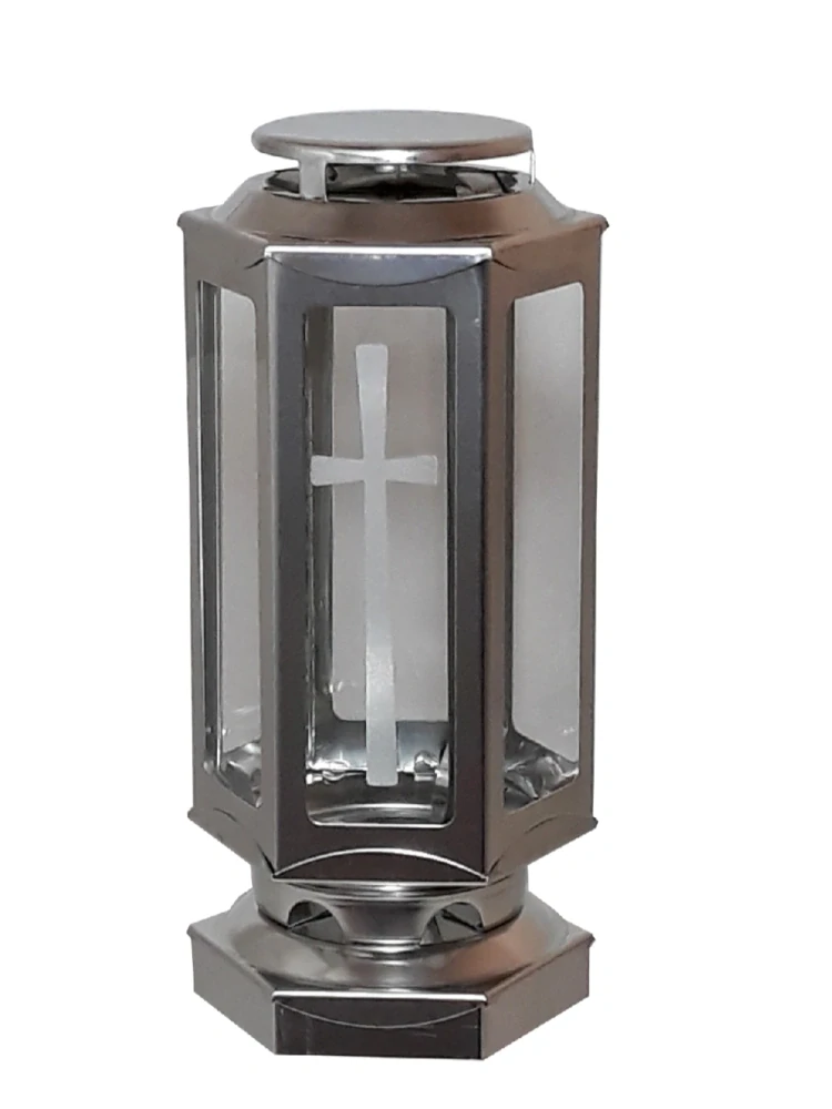 Náhrobný lampáš L2 - nerezový, šesťhranný malý